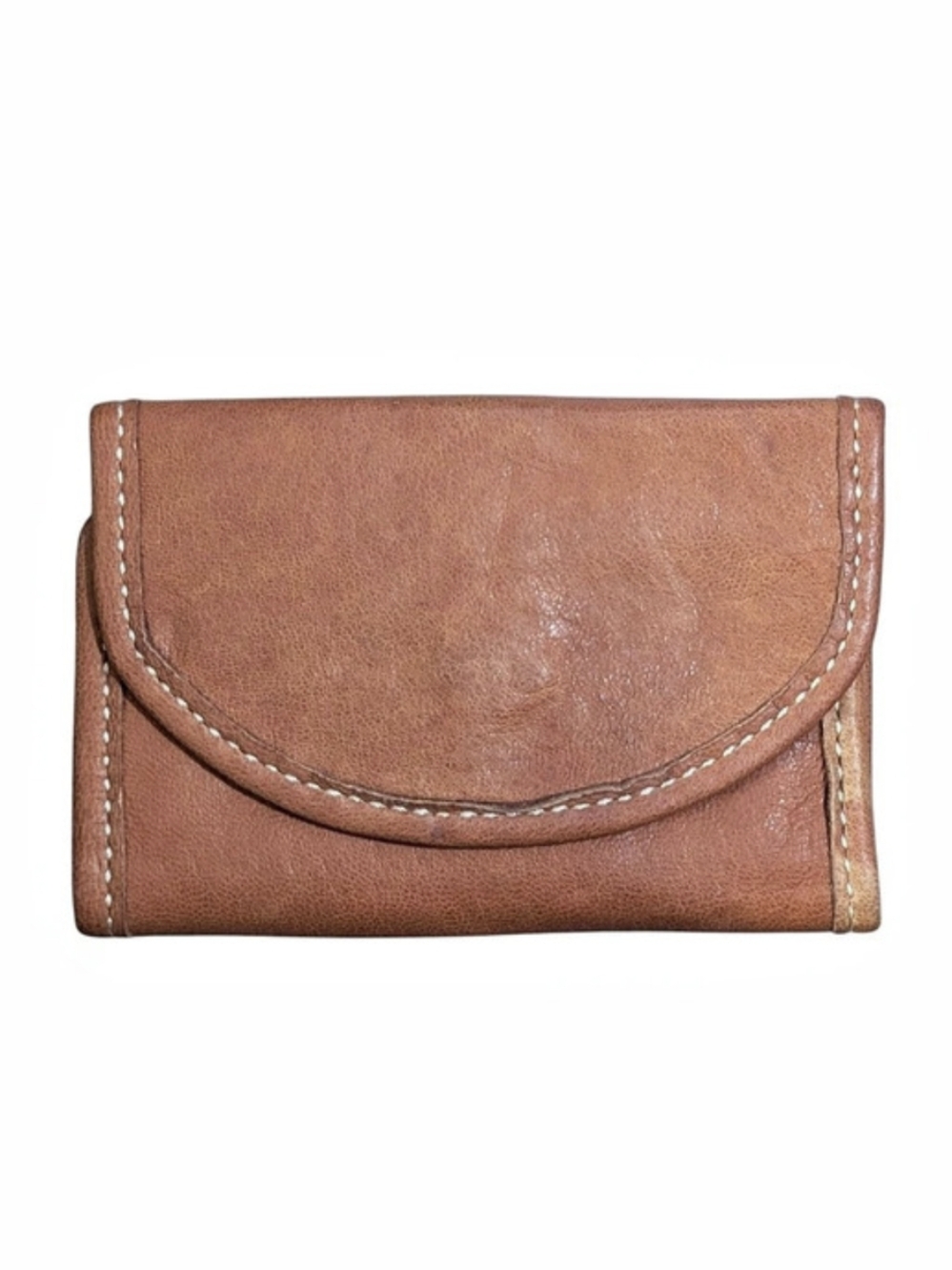 Vintage Leather Trifold Wallet in Brown 6" x 4"